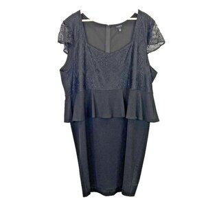 Torrid Dress Womens Plus Size 26 Black Peplum Lace Cap Sleeve Party Cocktail